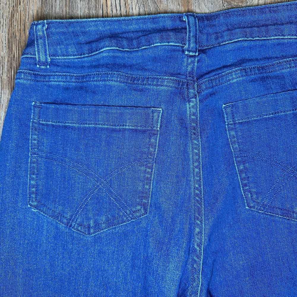 Susan Graver Jeans Women Full Leg Dark Wash Cropped Capri Jeans Fringe Hem 4P - Picture 6 of 13